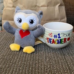 NWT #1 Teacher stuffed owl w/ mug